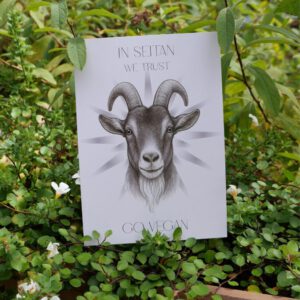 Postkarte "Moritz - In Seitan we trust"