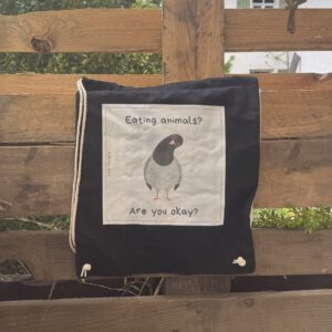 👜 Turnbeutel "Taube - Eating animals? Are you okay?" – Ein Stück Ellswiese zum Mitnehmen